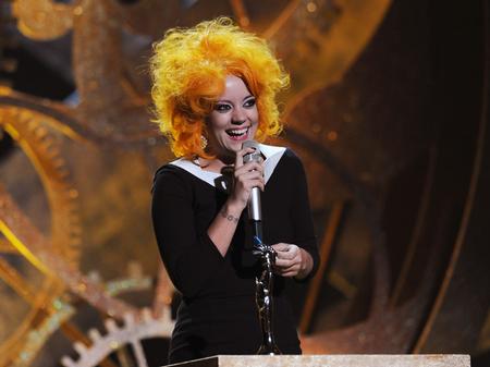 Lily Allen in a ginger wig