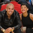 Rihanna and Chris Brown watching basketball togeth