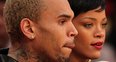 Rihanna and Chris Brown watching basketball togeth