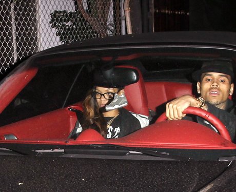 Rihanna and Chris Brown leave a recording studio together